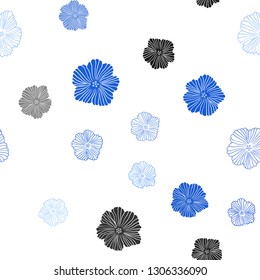 Light BLUE vector seamless natural pattern with flowers. Creative illustration in blurred style with flowers. Pattern for trendy fabric, wallpapers.