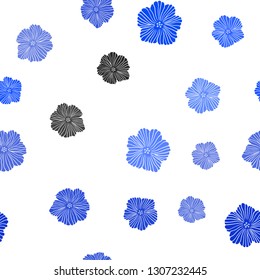 Light BLUE vector seamless natural background with flowers. Decorative design of flowers on white background. Pattern for design of fabric, wallpapers.