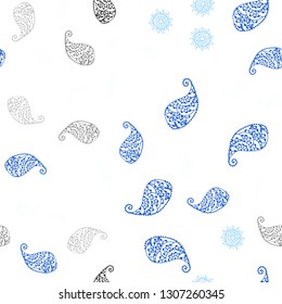 Light BLUE vector seamless natural pattern with leaves and flowers. Modern abstract illustration with leaves and flowers. Pattern for design of fabric, wallpapers.