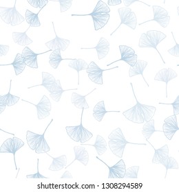 Light BLUE vector seamless natural background with leaves. Glitter abstract illustration with doodles and leaves. Pattern for trendy fabric, wallpapers.