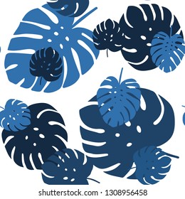 Light BLUE vector seamless natural artwork with leaves. New colorful illustration in doodle style with leaves. Pattern for trendy fabric, wallpapers.
