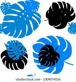 Light BLUE vector seamless natural pattern with leaves. Blurred decorative design in Indian style with leaves. Design for wallpaper, fabric makers.
