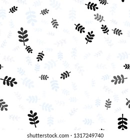 Light BLUE vector seamless natural artwork with leaves, branches. Glitter abstract illustration with leaves and branches. Design for wallpaper, fabric makers.
