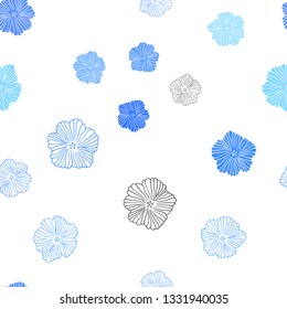 Light BLUE vector seamless natural background with flowers. Illustration with colorful abstract doodle flowers. Design for textile, fabric, wallpapers.