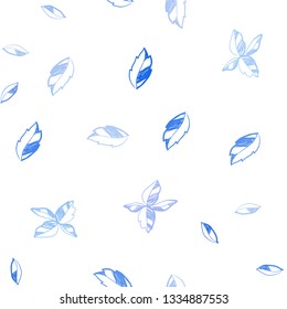 Light BLUE vector seamless natural artwork with leaves. Brand new colored illustration in blurry style with leaves. Design for textile, fabric, wallpapers.