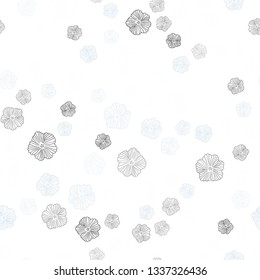 Light BLUE vector seamless natural artwork with flowers. Shining colored illustration with flowers. Design for textile, fabric, wallpapers.