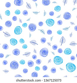 Light BLUE vector seamless natural backdrop with leaves and flowers. Creative illustration in blurred style with leaves, flowers. Design for wallpaper, fabric makers.