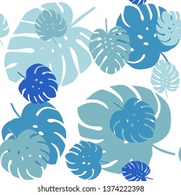 Light BLUE vector seamless natural pattern with leaves. New colorful illustration in doodle style with leaves. Pattern for trendy fabric, wallpapers.