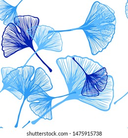 Light BLUE vector seamless natural artwork with leaves. Decorative illustration with doodles on abstract template. Pattern for trendy fabric, wallpapers.