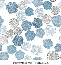 Light BLUE vector seamless natural artwork with flowers. Colorful illustration in doodle style with flowers. Design for textile, fabric, wallpapers.