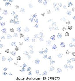 Light BLUE vector seamless natural backdrop with leaves. Doodle illustration of leaves in Origami style with gradient. Pattern for design of fabric, wallpapers.