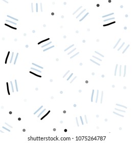 Light BLUE vector seamless pattern with abstract lines. Colorful seamless gradient with lines and signs of maths. Template for business cards, websites.