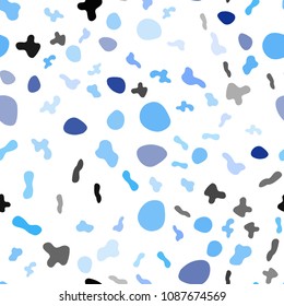 Light BLUE vector seamless pattern with lines, ovals. Creative illustration in halftone marble style with gradient. The template for cell phone backgrounds.