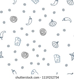 Light BLUE vector seamless pattern with fresh ingredients. Beautiful colored illustration with food in doodle style. Pattern for ads of breakfast, lunch, dinner.