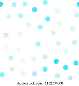 Light BLUE vector seamless pattern with spheres. Glitter abstract illustration with blurred drops of rain. The pattern can be used for aqua ad, booklets.
