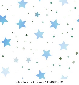 Light BLUE vector seamless pattern with christmas stars. Decorative shining illustration with stars on abstract template. Best design for your ad, poster, banner.