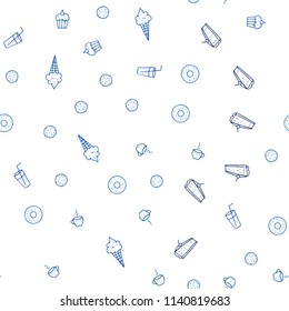 Light BLUE vector seamless pattern with fresh ingredients. Glitter abstract sketch with gourmet food. Design for ad, poster, banner of cafes or restaurants.