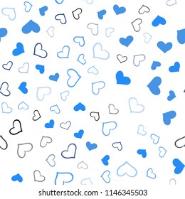 Light BLUE vector seamless pattern with colorful hearts. Illustration with hearts in love concept for valentine's day. Pattern for marriage gifts, congratulations.