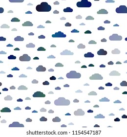 Light BLUE vector seamless pattern with clouds. Modern illustration with colorful gradient clouds. Pattern for design of fabric, wallpapers.