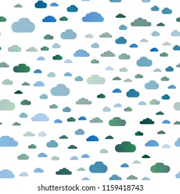 Light BLUE vector seamless pattern with clouds. Colorful illustration consisted of abstract clouds. Pattern for trendy fabric, wallpapers.