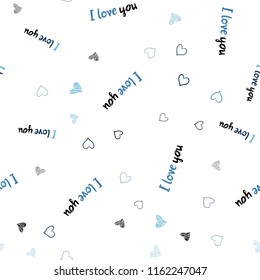 Light BLUE vector seamless pattern with colorful hearts. Beautiful colored illustration with hearts in celebration style. Pattern for marriage gifts, congratulations.