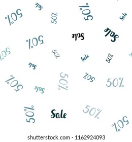 Light BLUE vector seamless pattern with 50 percentage signs. Abstract illustration with colorful gradient symbols of sales. Pattern for ads, posters, banners of sales.