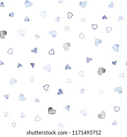 Light BLUE vector seamless pattern with colorful hearts. Glitter abstract illustration with colorful hearts in romantic style. Beautiful design for your business advert of anniversary.