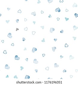 Light BLUE vector seamless pattern with colorful hearts. Hearts on blurred abstract background with colorful gradient. Beautiful design for your business advert of anniversary.