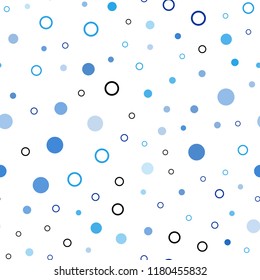 Light BLUE vector seamless pattern with spheres. Modern abstract illustration with colorful water drops. Pattern for design of window blinds, curtains.