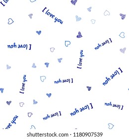 Light BLUE vector seamless pattern with colorful hearts. Illustration with hearts in love concept for valentine's day. Design for ad, poster, banner of Valentine Day.