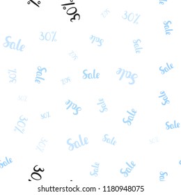 Light BLUE vector seamless pattern with 30 percentage signs. Abstract illustration with colorful gradient symbols of sales. Design for business ads, commercials, sellings.
