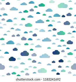 Light BLUE vector seamless pattern with clouds. Modern illustration with colorful gradient clouds. Pattern for design of fabric, wallpapers.