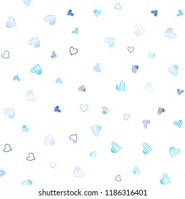 Light BLUE vector seamless pattern with colorful hearts. Illustration with hearts in love concept for valentine's day. Template for Valentine's greeting postcards.