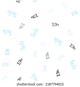 Light BLUE vector seamless pattern with 30, 40, 50 percentage signs. Abstract illustration with colorful gradient symbols of sales. Template for season sales, shopping ads.