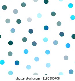 Light BLUE vector seamless pattern with spheres. Beautiful colored illustration with blurred circles in nature style. Beautiful design for your business natural advert.