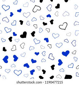 Light BLUE vector seamless pattern with colorful hearts. Beautiful colored illustration with hearts in celebration style. Pattern can be used for valentine's ad, booklets.
