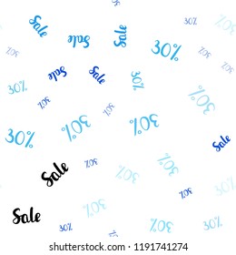Light BLUE vector seamless pattern with 30 percentage signs. Gradient illustration with discount signs on white backdrop. Backdrop for ads, leaflets of Black Friday.