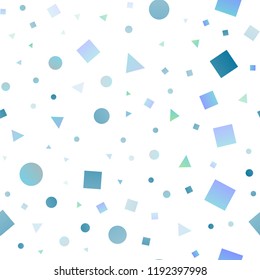 Light BLUE vector seamless pattern in polygonal style with circles. Illustration with colorful circles, triangles, rectangles. Pattern for design of window blinds, curtains.