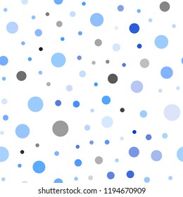 Light BLUE vector seamless pattern with spheres. Blurred decorative design in abstract style with bubbles. Design for textile, fabric, wallpapers.