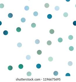 Light BLUE vector seamless pattern with spheres. Illustration with set of shining colorful abstract circles. Pattern can be used as texture of water, rain drops.