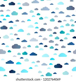 Light BLUE vector seamless pattern with clouds. Illustration with abstract gradient clouds. Template for business cards, websites.