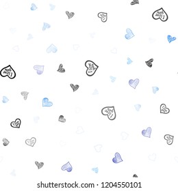 Light BLUE vector seamless pattern with colorful hearts. Decorative shining illustration with hearts on abstract template. Template for Valentine's greeting postcards.