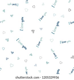 Light BLUE vector seamless pattern with colorful hearts. Illustration with hearts in love concept for valentine's day. Design for ad, poster, banner of Valentine Day.