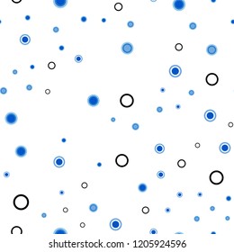 Light BLUE vector seamless pattern with spheres. Abstract illustration with colored bubbles in nature style. Design for textile, fabric, wallpapers.