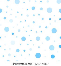 Light BLUE vector seamless pattern with spheres. Glitter abstract illustration with blurred drops of rain. Pattern for design of fabric, wallpapers.