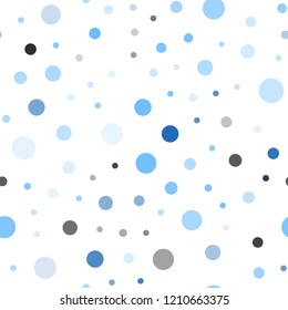 Light BLUE vector seamless pattern with spheres. Blurred bubbles on abstract background with colorful gradient. Pattern for design of window blinds, curtains.