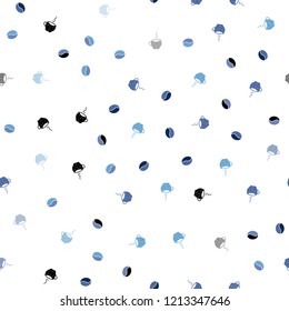 Light BLUE vector seamless pattern with coffee beans, cups. Gradient abstract collection of coffee cups and beans. Pattern for ads of breakfast, lunch, dinner.