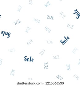 Light BLUE vector seamless pattern with 30, 40, 50 percentage signs. Shining colorful illustration with isolated selling prices. Backdrop for super sales on Black Friday.