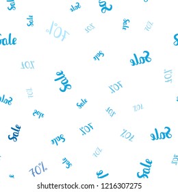Light BLUE vector seamless pattern with 70 percentage signs. Illustration with signs of sales on abstract template. Backdrop for super sales on Black Friday.