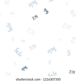 Light BLUE vector seamless pattern with 30 percentage signs. Abstract illustration with colorful gradient symbols of sales. Backdrop for super sales on Black Friday.